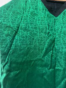 V-Neck Emerald Green Kurta Top