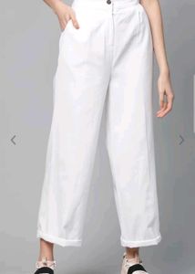 Women White Straight Trouser