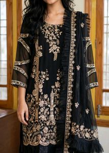 Elegant Black & Gold Embroidered Kurta Set