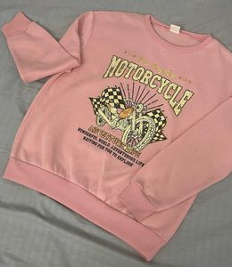 Pink Motorcycle Graphic Sweatshirt