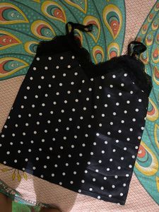 Polka Dot Cami Top with Lace Trim