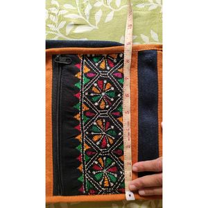 Embroidered Tribal Print Denim Sling Bag