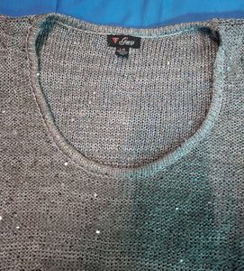 Sparkly Silver Knit Top