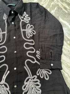 Elegant Black Kurta with White Embroidery