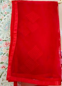 Red net dupatta