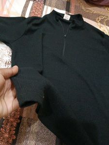 Black Ribbed Quarter Zip Top