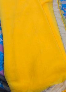 Yellow Saree with Embroidered Blouse