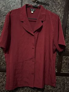 Elegant Burgundy Short Sleeve Blouse