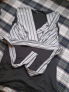 SEXY OFFICE CORE BLACK AND WHITE STRIPPED DRESS