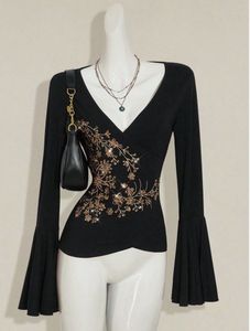 Sparkling Floral Bell Sleeve Top