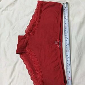 ⭐ Red Lace Trim Briefs with Heart Detail