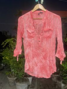 Chic Coral Tie-Dye Tunic Top