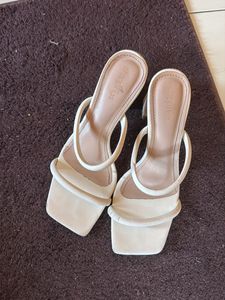 Stylish Cream Block Heel Sandals