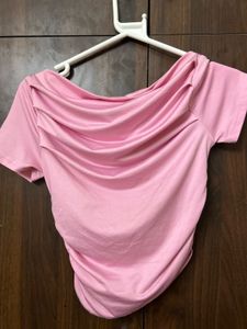 Pink Off-Shoulder Draped Top