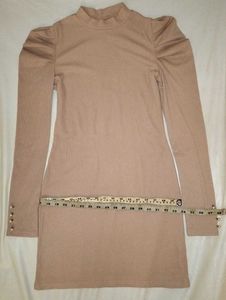 Puff Sleeve Mock Neck Dress