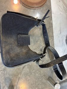Bershka buckle detail denim crossbody bag in dirty