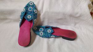 Handcrafted Mules with semi precious stones