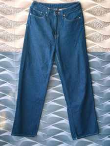 Classic Blue Wide Leg Denim Jeans