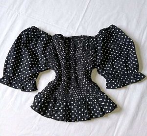 Black Polka Dot Crop Top