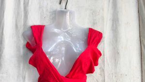 Red Twist Front Bikini Top