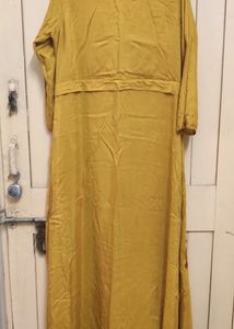 Mustard Yellow Vintage Bicycle Embroidered Dress