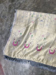 Embroiding Cotton Grey Colour Saree