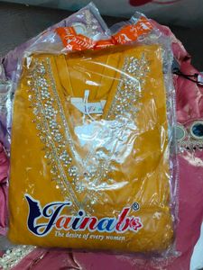 party wear 3 suits Yellow Embroidered Kurta