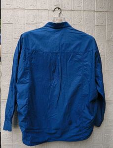 New with tag Korean Blue Oversized Linen Shirt