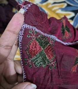 Embroidered Maroon Kurta