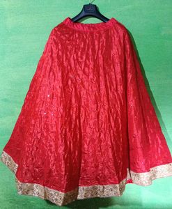Red Embroidered Blouse With Lehnga