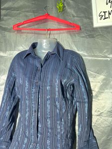Zara Blue Striped Button-Up Shirt