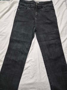 Black High Waist Straight Fit Jeans | 32