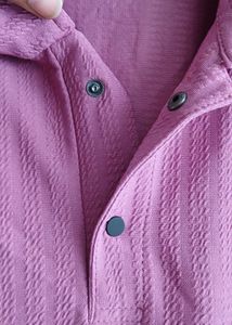 Men's Textured Pink Oversized Polo T-Shirt 🌸👕