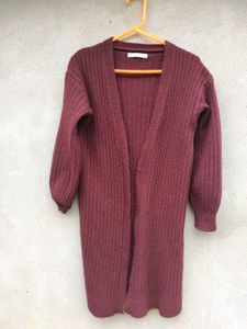Cozy Maroon Longline Cardigan