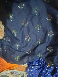 Blue Printed Kurta with White Inner Layer