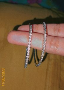 Silver Diamond Embellished Circular Hoop Earrings