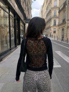 Black Lace Back Panel Open Front Jacket / Shrug
