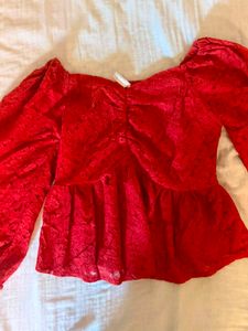 Vibrant Red Peplum Top