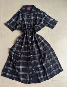 Plaid Button-Down Shirt Dress