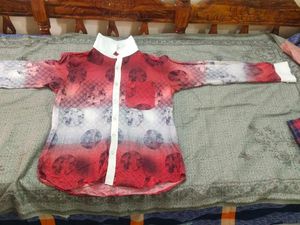 Stylish Red & White Printed Shirt
