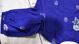 Royal Blue Floral Print Blouse 3XL