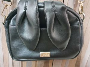 Black Bunny Ear Crossbody Bag with 3 pockets