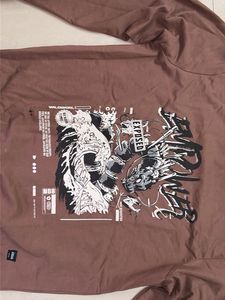 Brown Graphic Print Long Sleeve T-Shirt