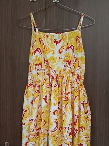Yellow Floral Spaghetti Strap Dress