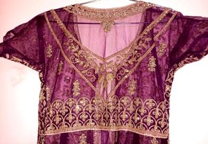 Elegant Purple Embroidered Dress Ethnic Net Jacket