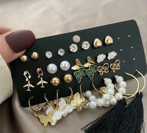 Cute Butterfly &amp; Pearl Earring Set