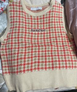 Plaid Knit Sweater Vest