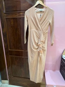 Elegant Gold Shimmer Party Dress