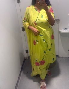 Vibrant Yellow Floral Kurta Set