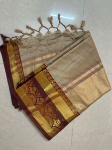 Elegant Silk Saree with Golden Border